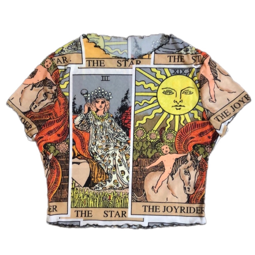 Shein Mesh Tarot Card Crop Top